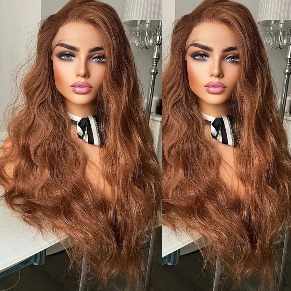 22” AUBURN Brown Body Wavy Beautiful Lace Front Wig NEW
